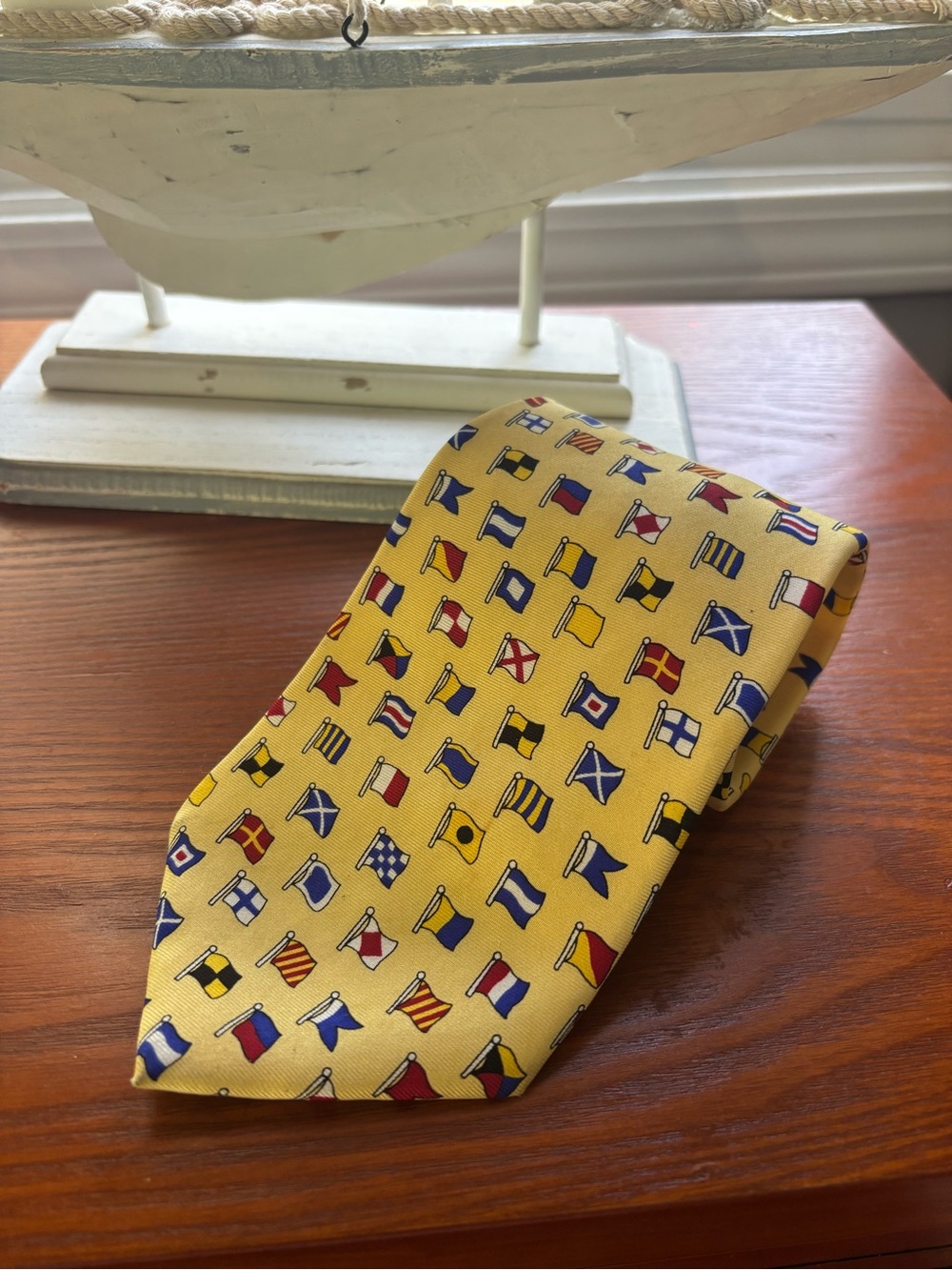 Alynn Yellow “A-Z International Flags” Men's Tie 100% Silk Made in the USA